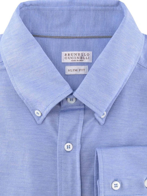 Рубашка хлопковая Slim Fit BRUNELLO CUCINELLI