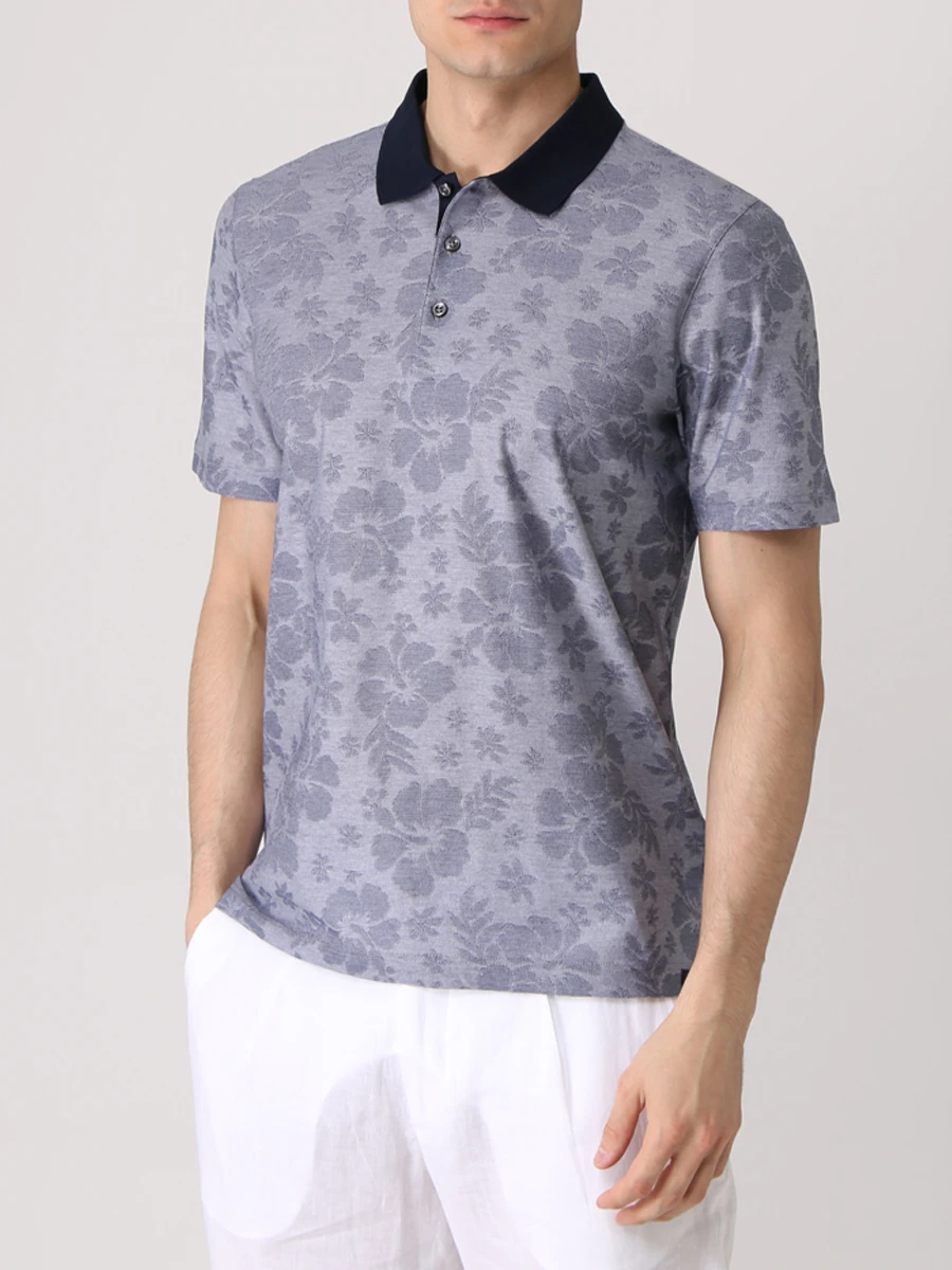 Поло хлопковое с принтом