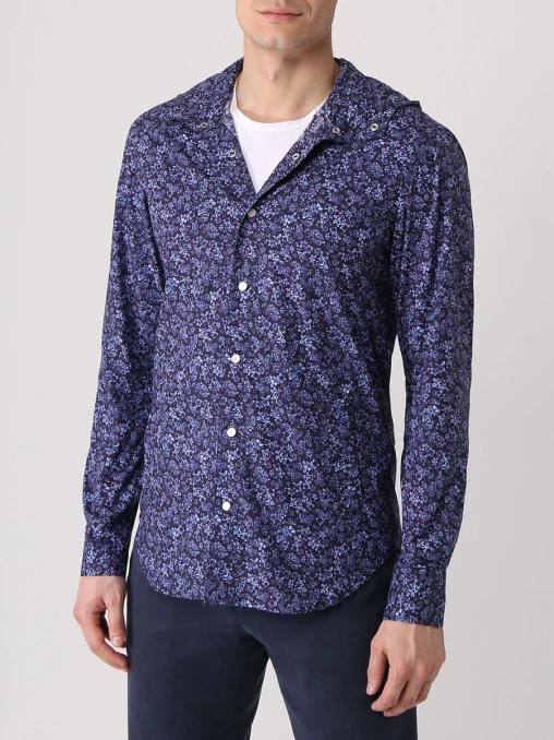 Рубашка хлопковая с капюшоном KITON