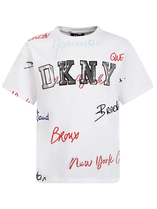 Футболка хлопковая с принтом DKNY