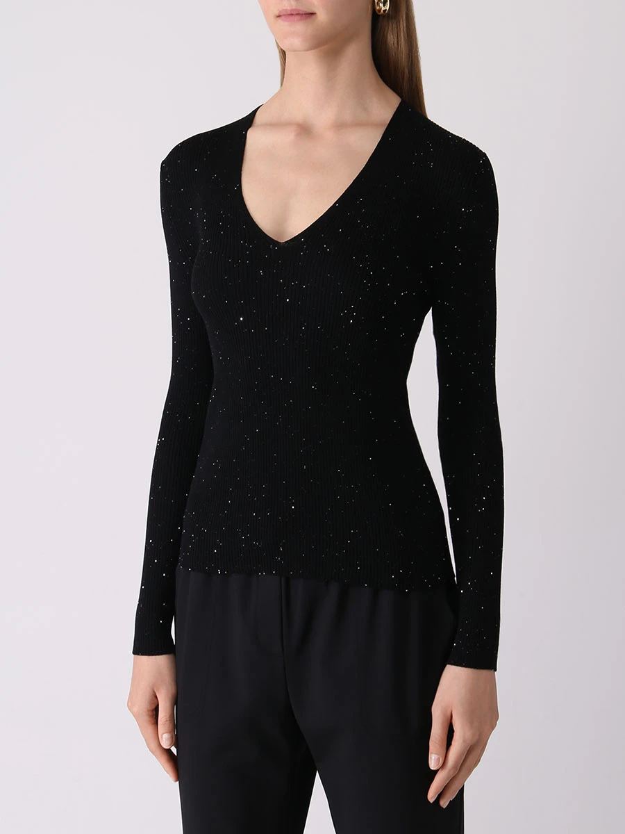 Пуловер шерстяной с пайетками