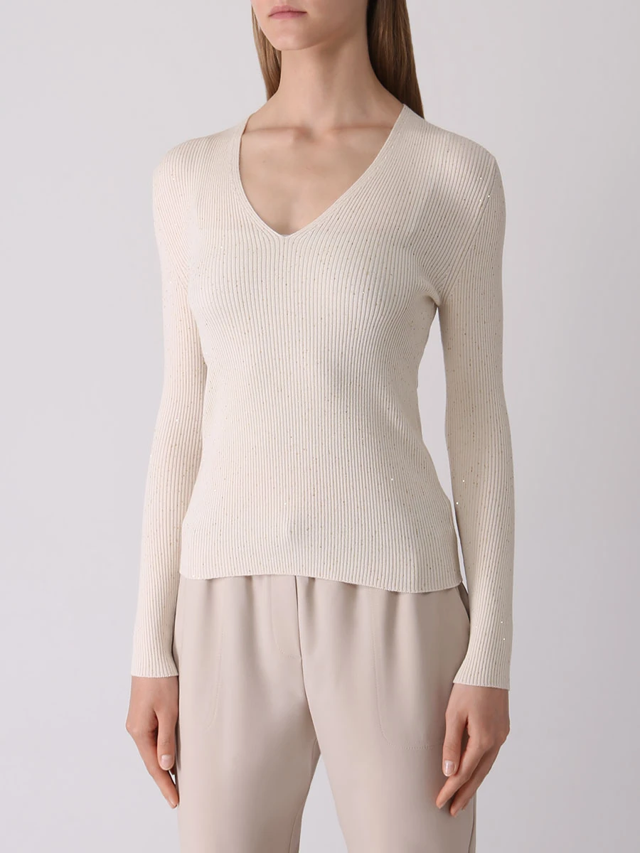 Пуловер шерстяной с пайетками