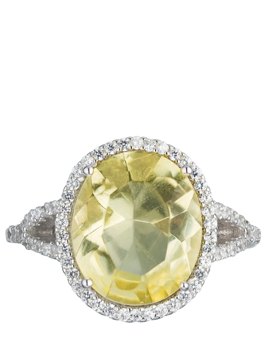 Кольцо-перстень с лимонным камнем