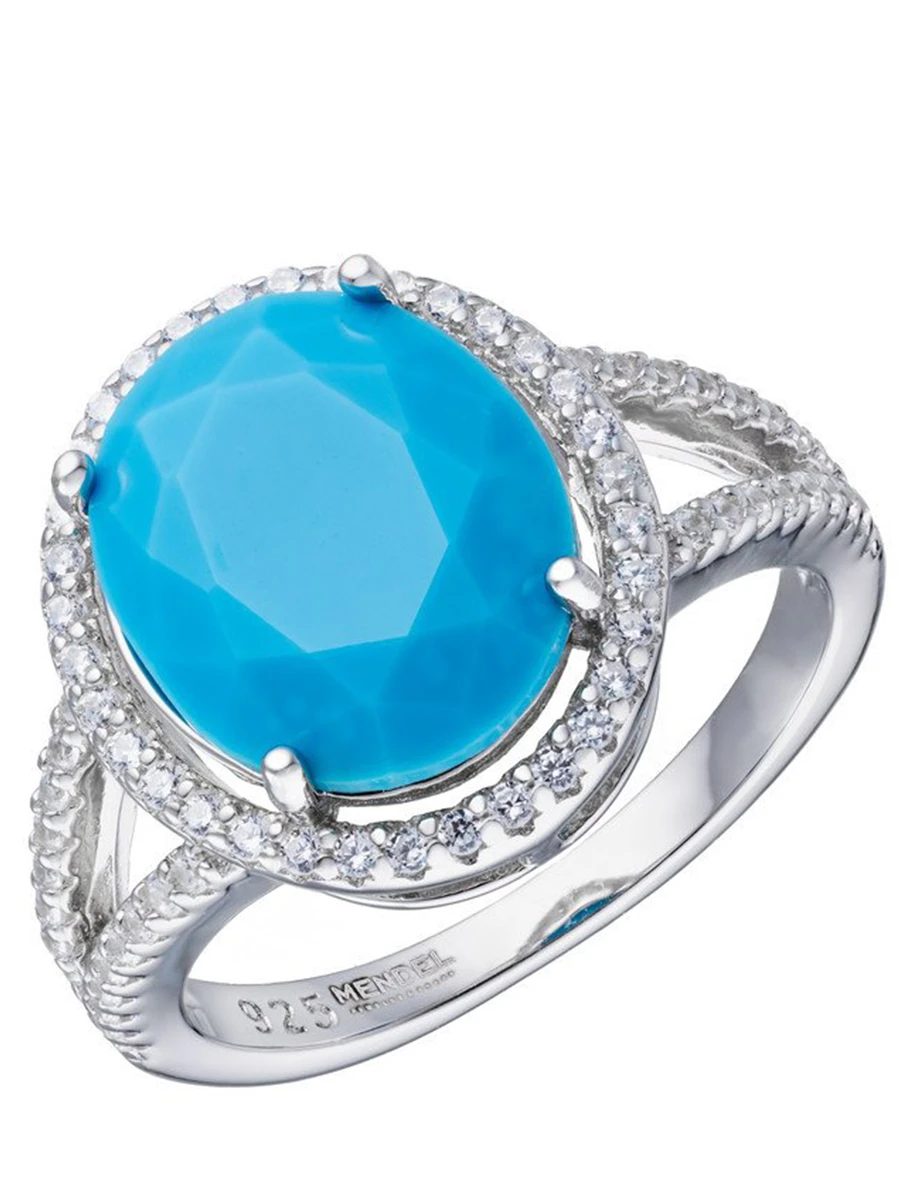 Кольцо-перстень с голубым матовым камнем