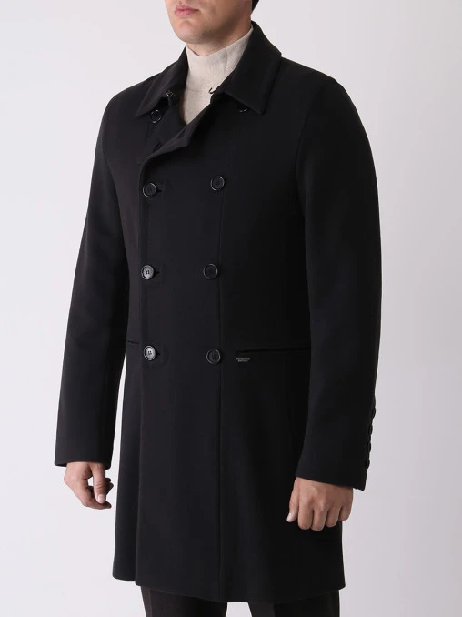Пальто двубортное шерстяное DIRK BIKKEMBERGS