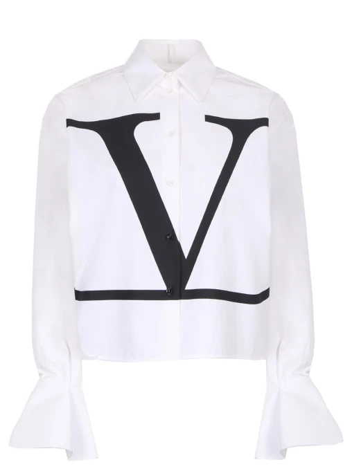 Блуза хлопковая с принтом VALENTINO