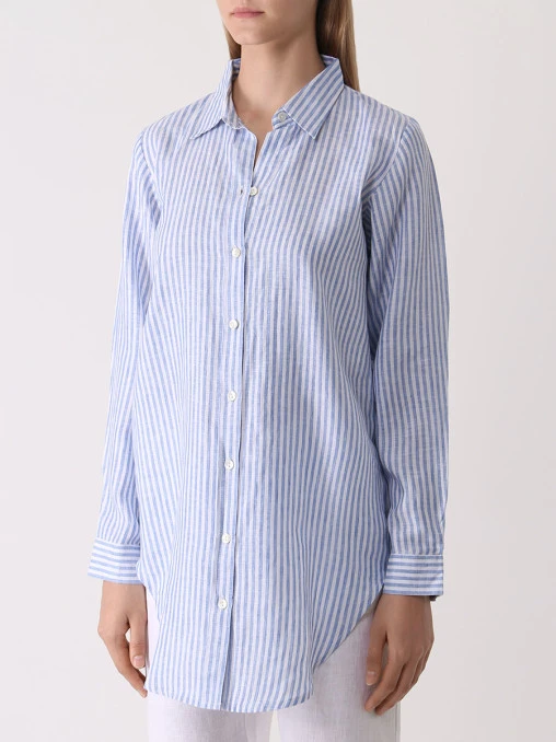 Рубашка льняная в полоску LINEN AND LINENS