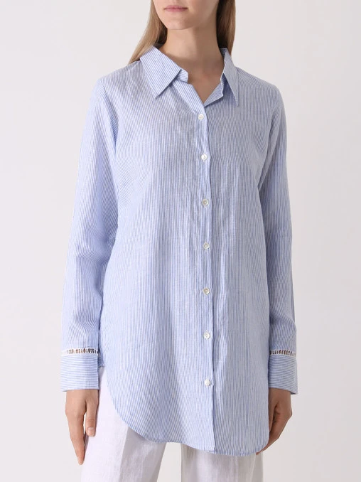 Рубашка льняная в полоску LINEN AND LINENS