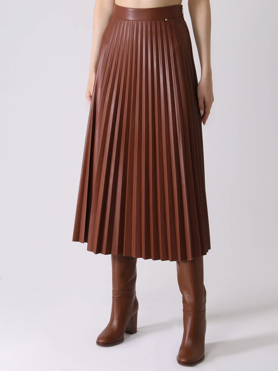 Юбка плиссированная из экокожи