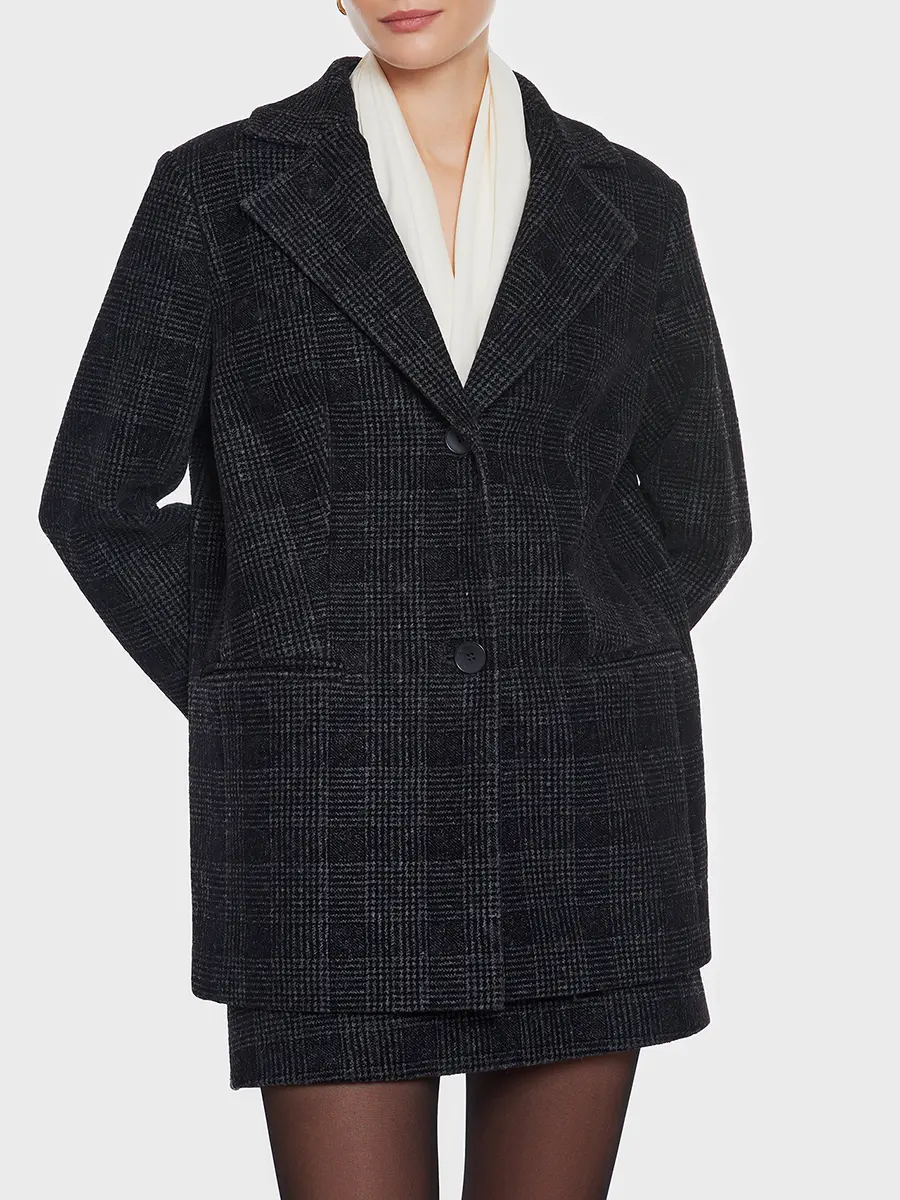 Полупальто шерстяное в клетку