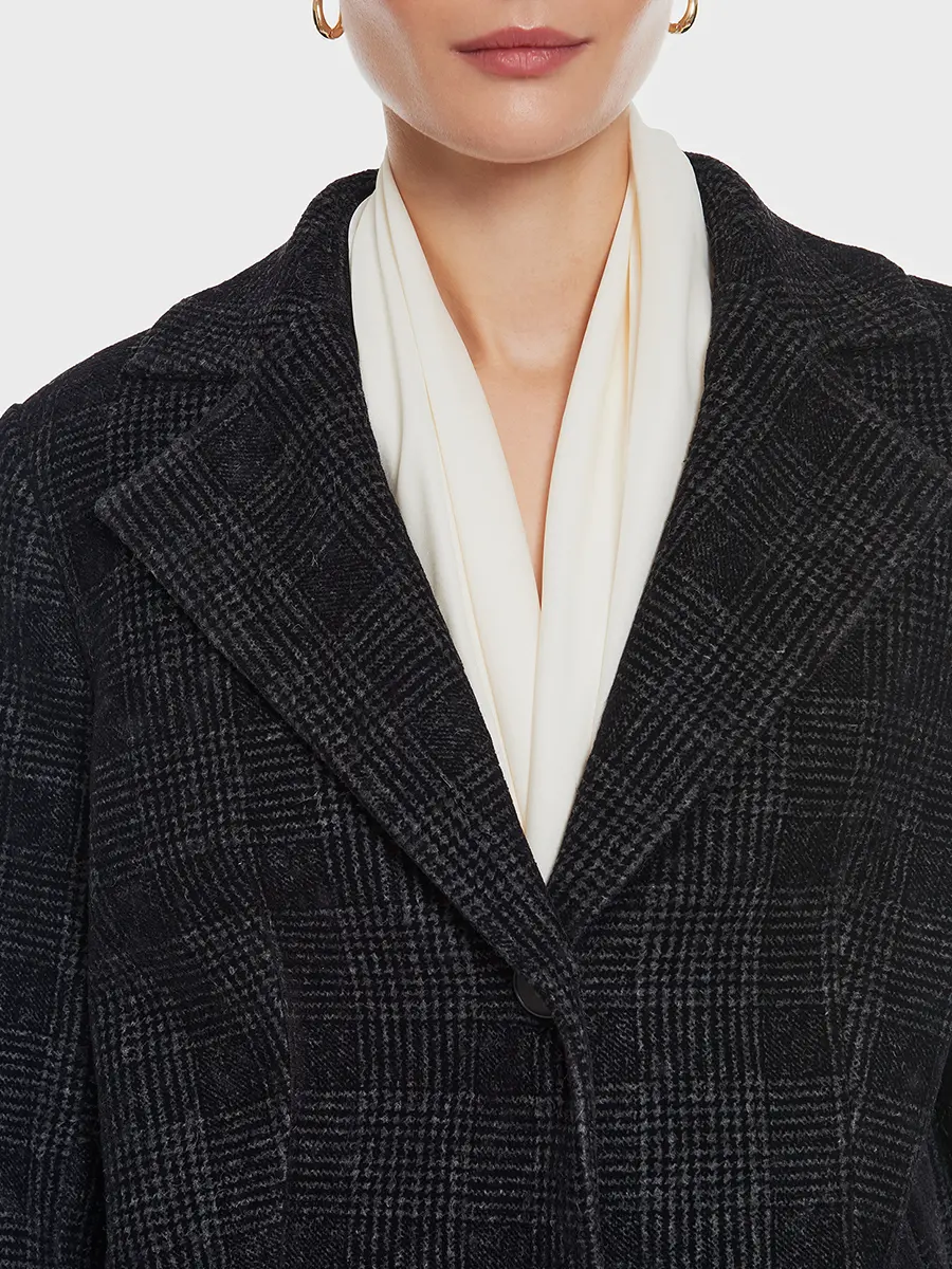 Полупальто шерстяное в клетку