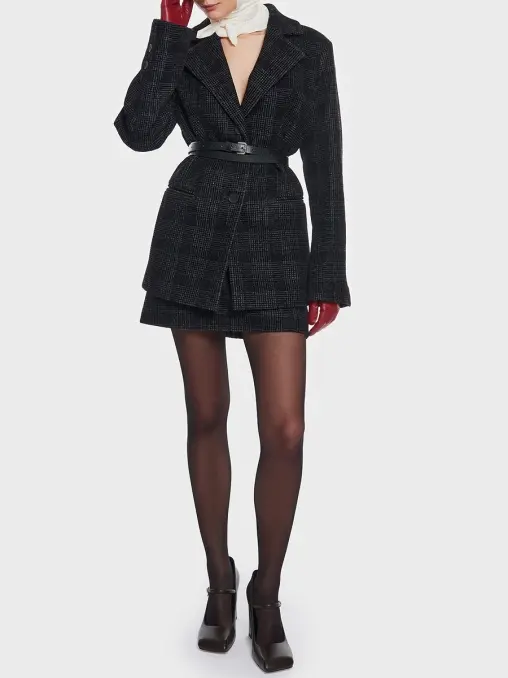 Полупальто шерстяное в клетку EQ.ONA