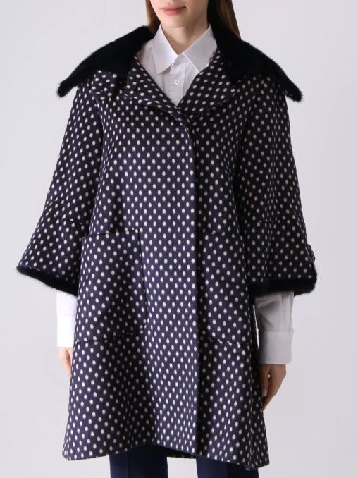 Пальто шелковое с мехом норки KITON