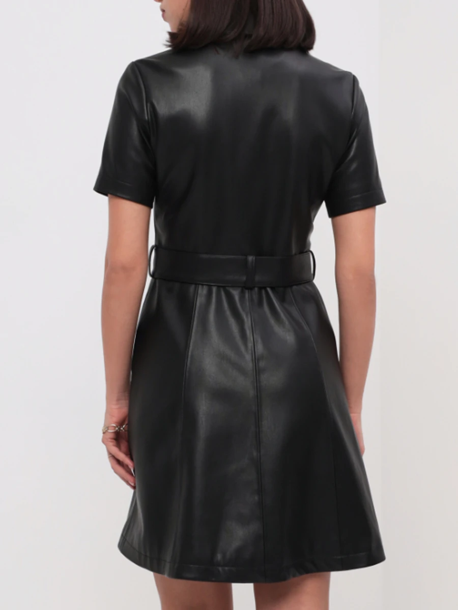 Платье-рубашка из экокожи