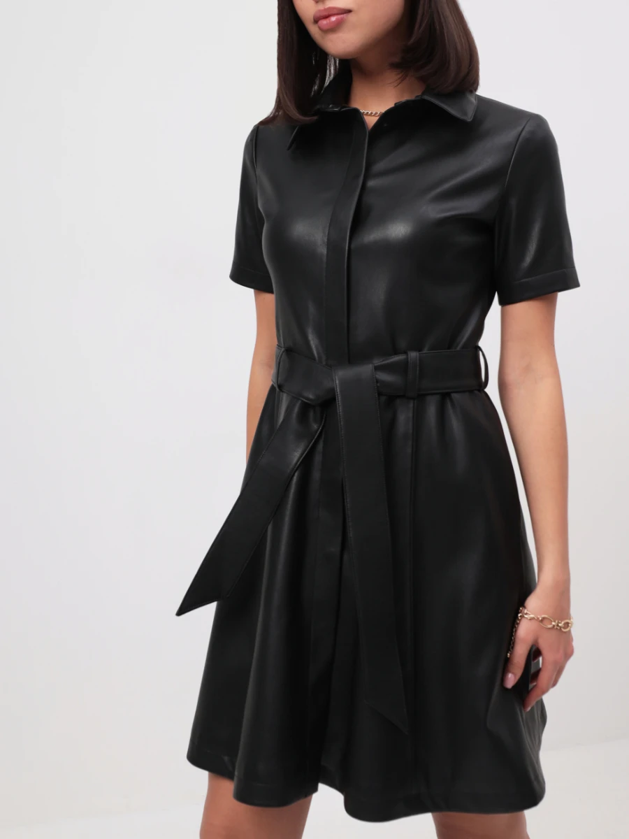 Платье-рубашка из экокожи
