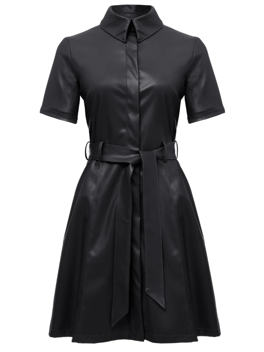 Платье-рубашка из экокожи