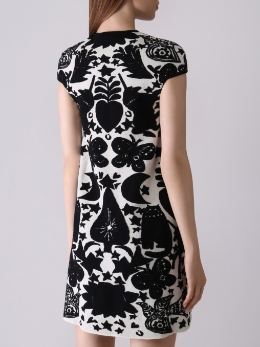 Платье шерстяное с принтом ALEXANDER MCQUEEN
