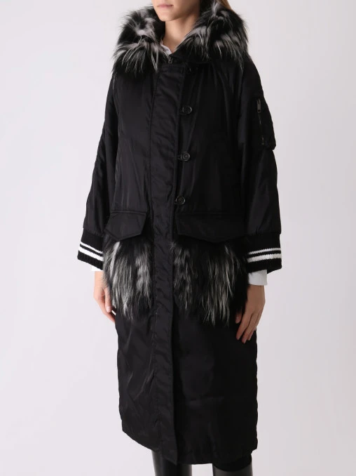 Куртка удлиненная с мехом лисы ERMANNO SCERVINO