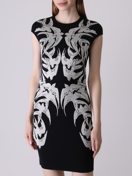 Платье из шерсти и шелка ALEXANDER MCQUEEN