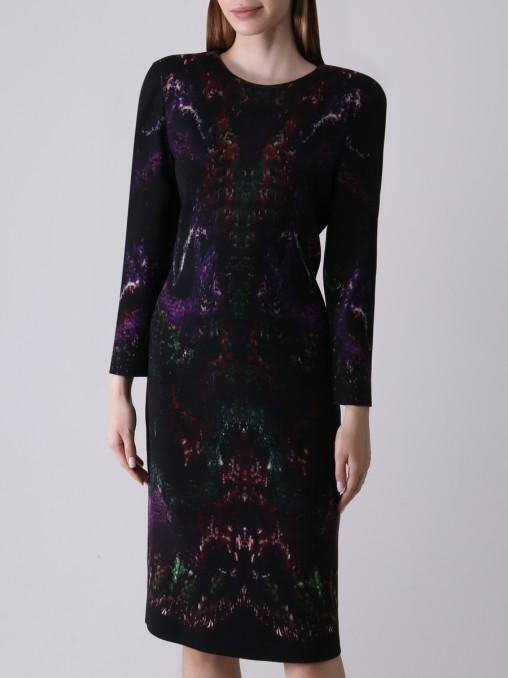 Платье шерстяное с принтом ALEXANDER MCQUEEN