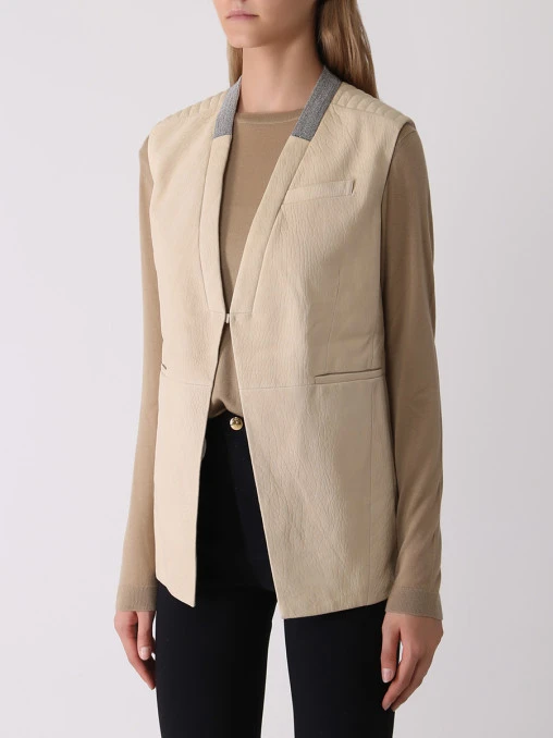 Жилет кожаный BRUNELLO CUCINELLI