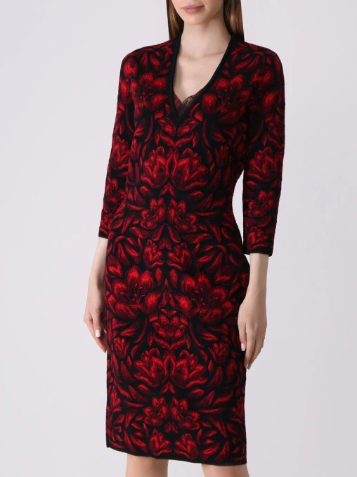 Платье с принтом ALEXANDER MCQUEEN