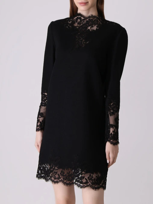 Платье шерстяное с кружевом ERMANNO SCERVINO