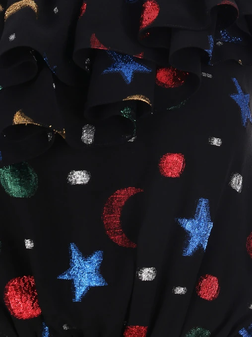 Платье шелковое с принтом SAINT LAURENT