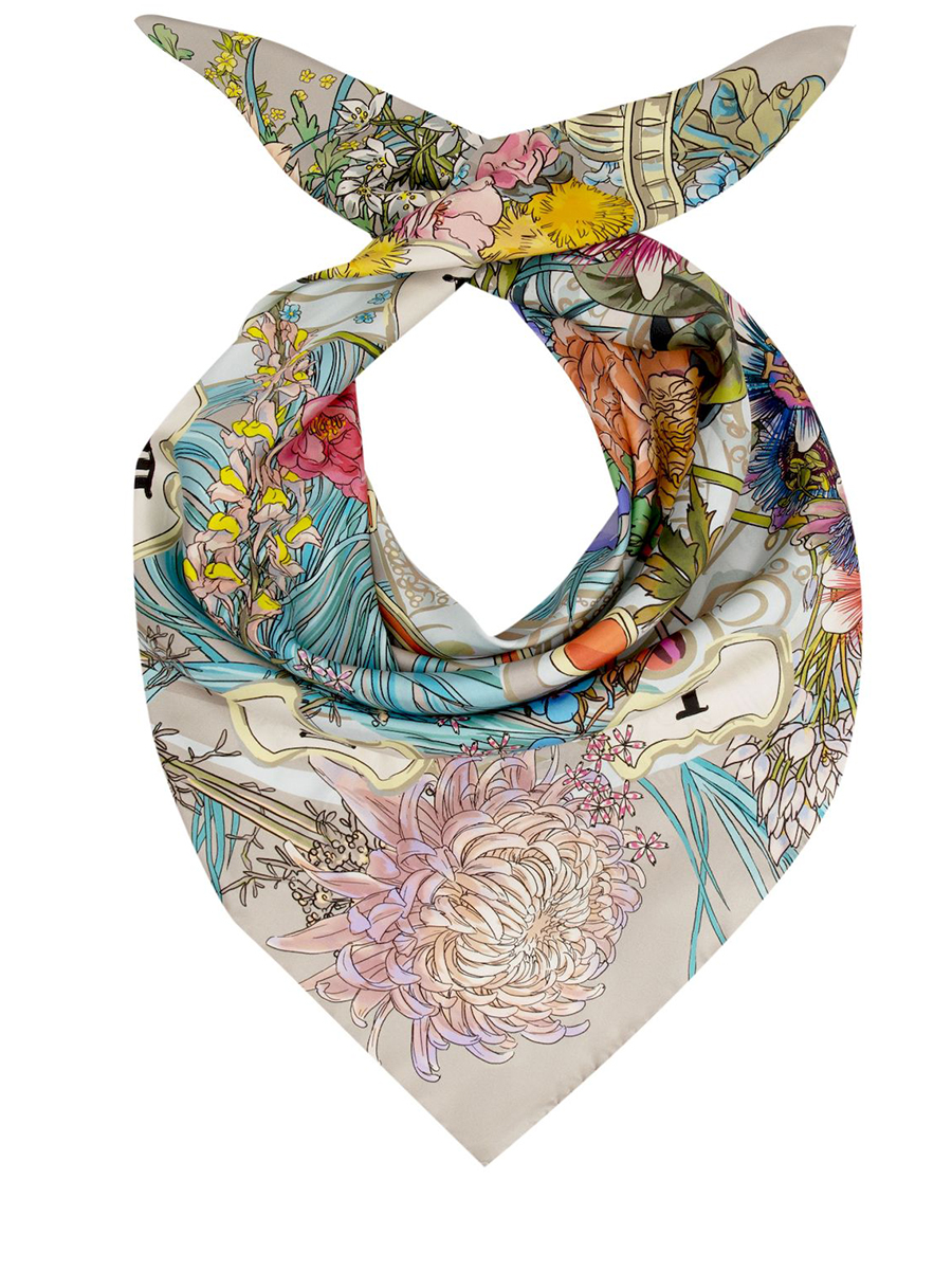 Платок шелковый Flower clock