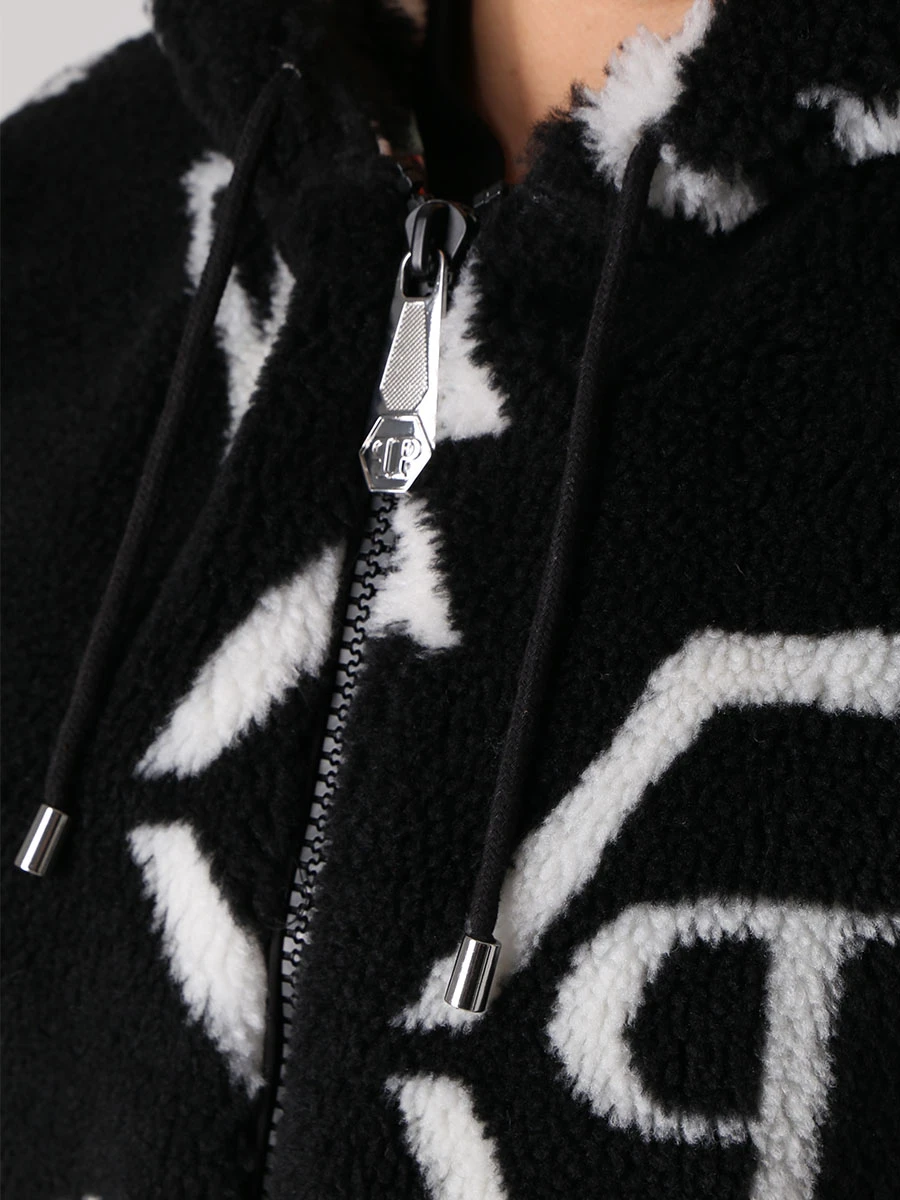 Бомбер из экомеха с принтом