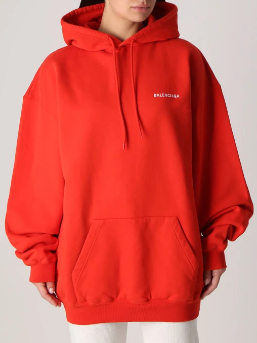 Худи-оверсайз хлопковое с принтом BALENCIAGA