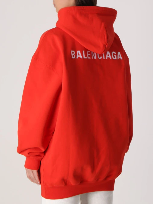 Худи-оверсайз хлопковое с принтом BALENCIAGA