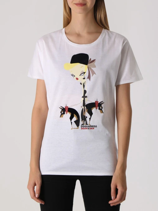 Футболка хлопковая с принтом DSQUARED2