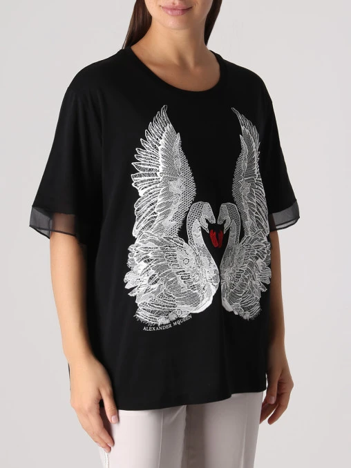 Футболка хлопковая с принтом ALEXANDER MCQUEEN