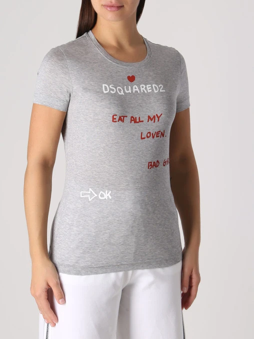 Футболка хлопковая с принтом DSQUARED2