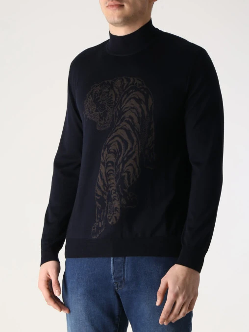 Водолазка шерстяная с принтом BERTOLO LUXURY MENSWEAR
