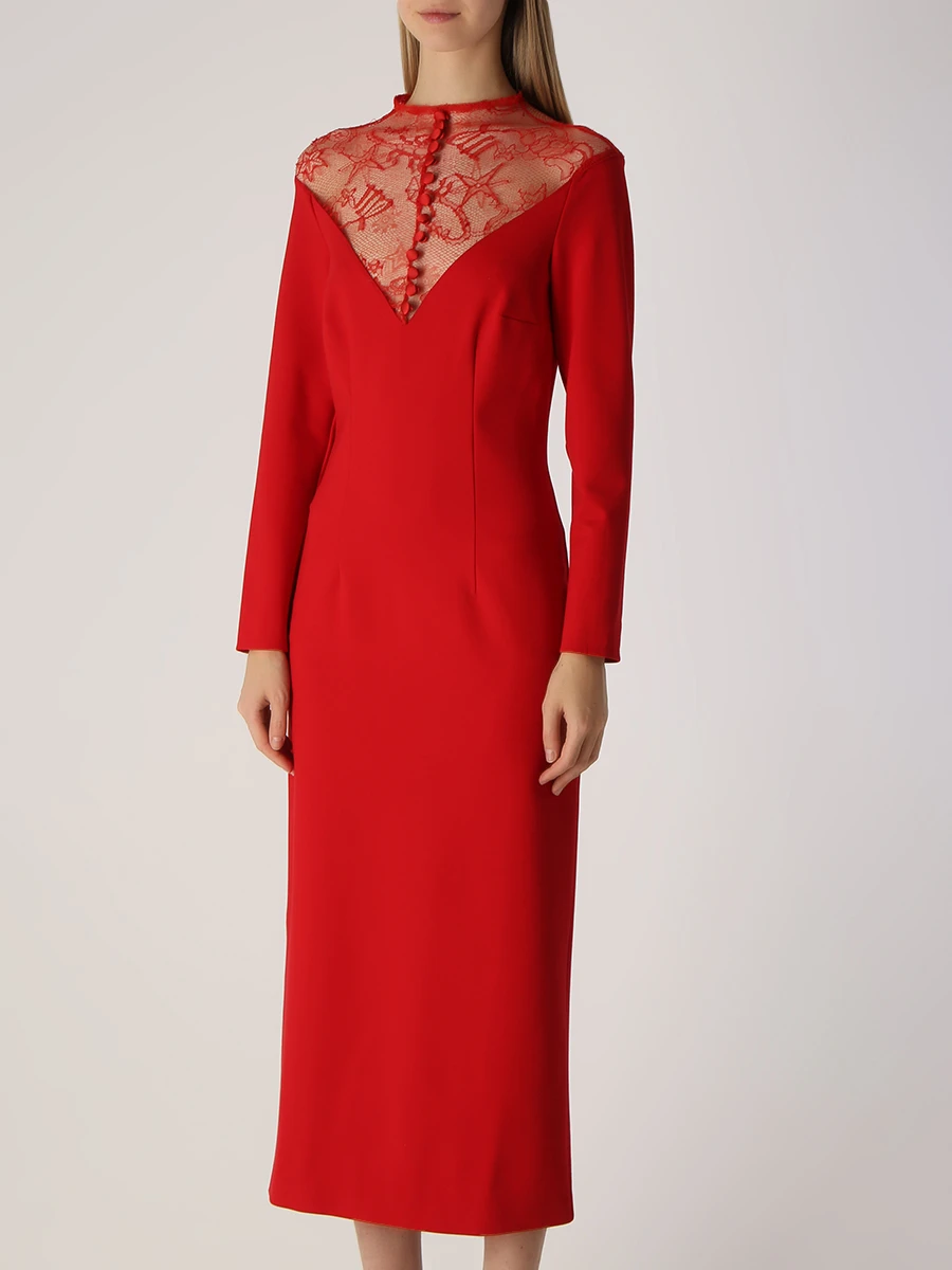 Платье-футляр с кружевом