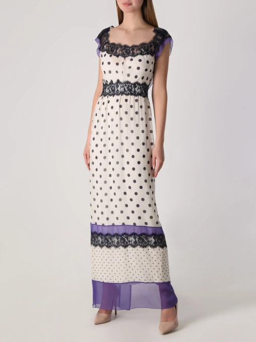 Платье шелковое в горох ALBERTA FERRETTI