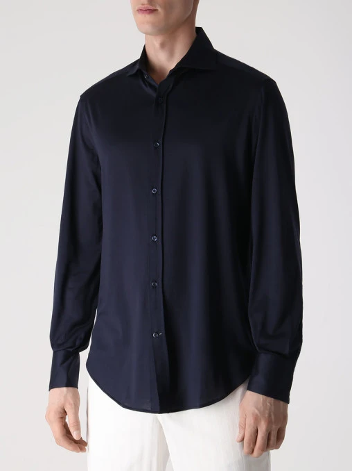Рубашка Basic Fit из шелка и хлопка BRUNELLO CUCINELLI