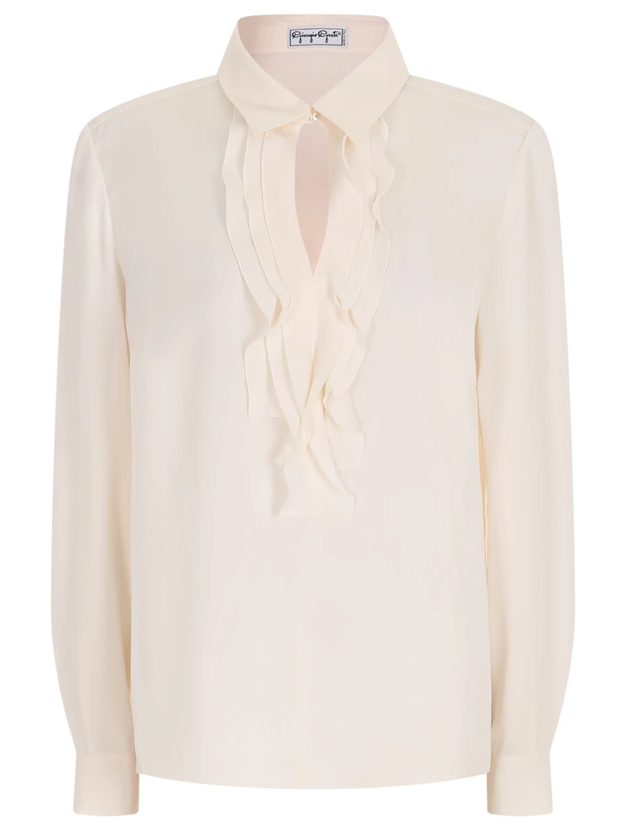 Блуза шелковая с рюшами