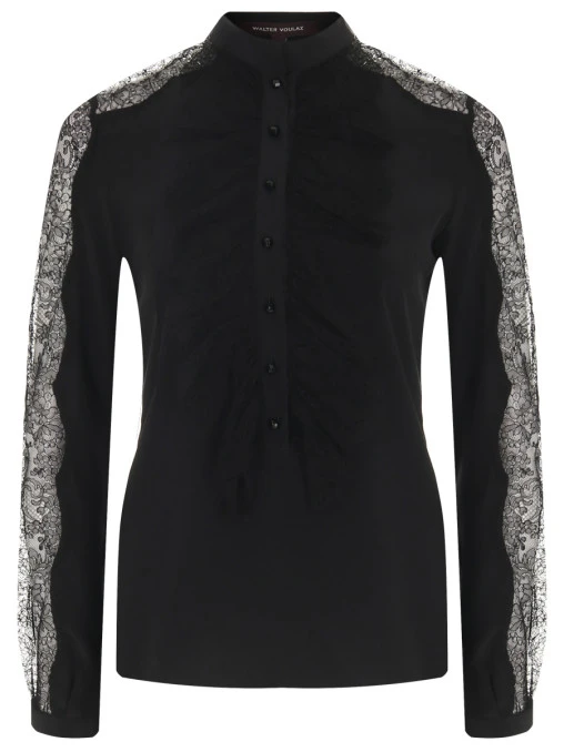 Блуза шелковая с кружевом WALTER VOULAZ