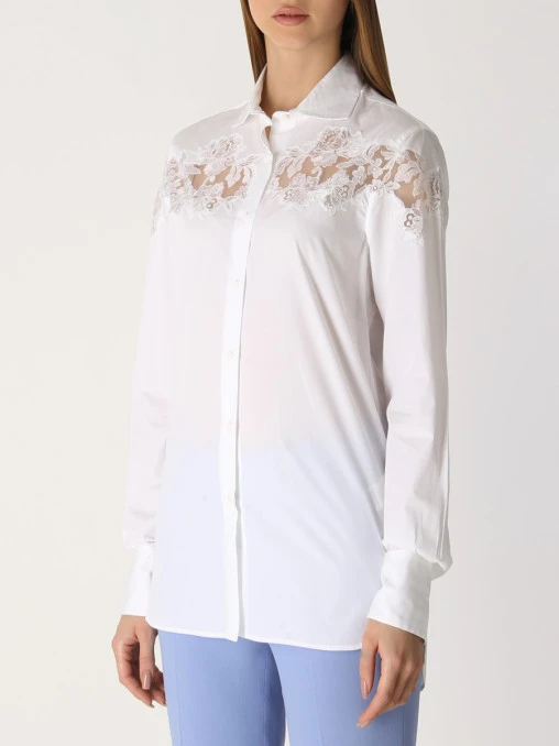 Блуза хлопковая с кружевом ERMANNO SCERVINO