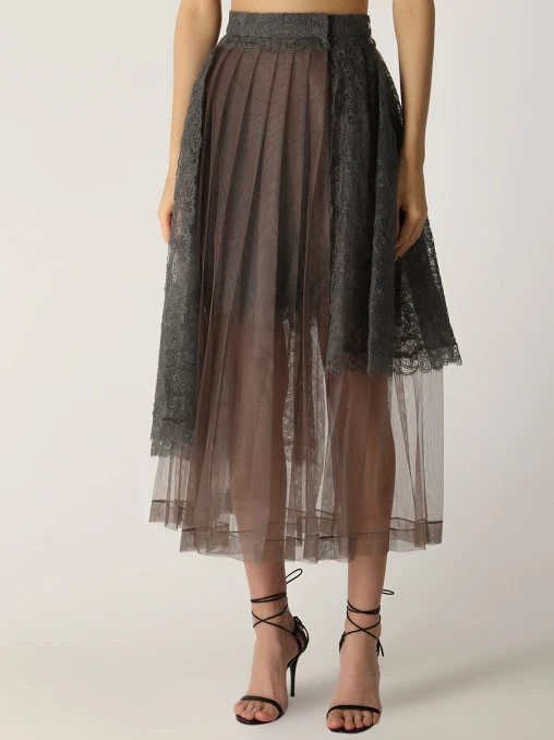 Юбка плиссированная с кружевом ERMANNO SCERVINO