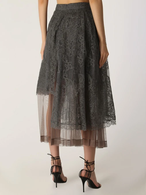 Юбка плиссированная с кружевом ERMANNO SCERVINO