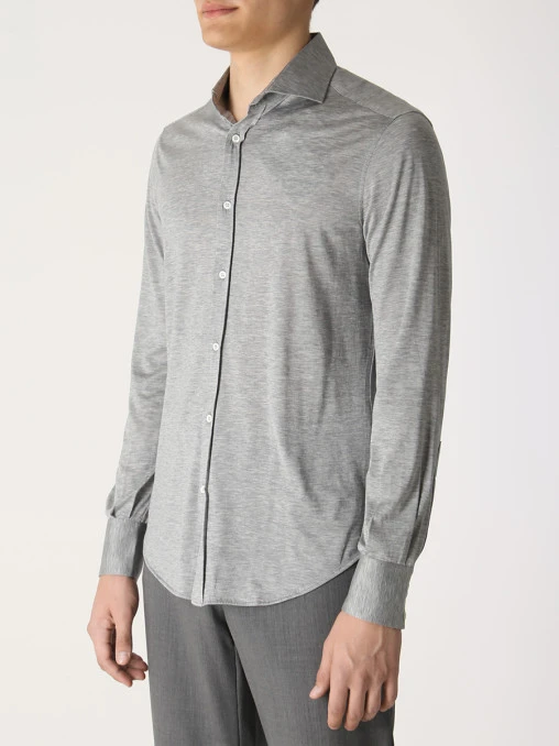 Рубашка Basic Fit из шелка и хлопка BRUNELLO CUCINELLI