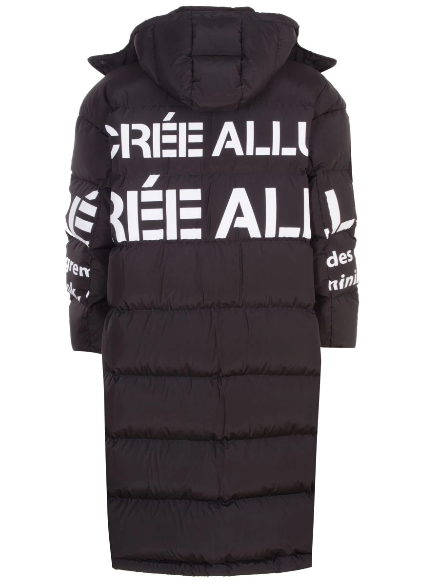 Пуховик стеганый с принтом