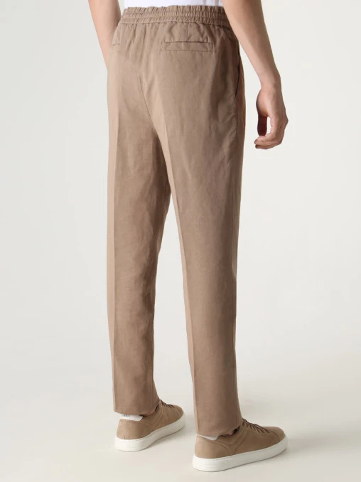 Брюки из хлопка и льна BRUNELLO CUCINELLI