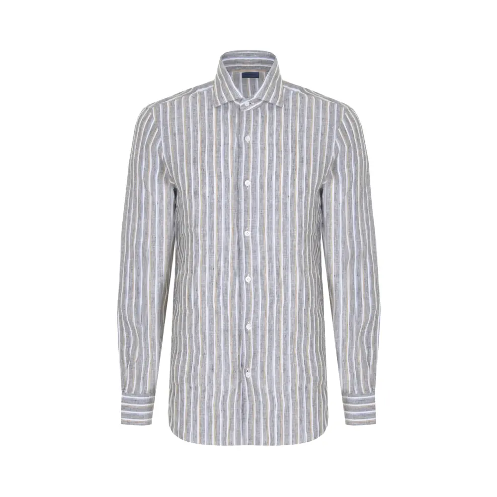 Рубашка Regular Fit льняная в полоску