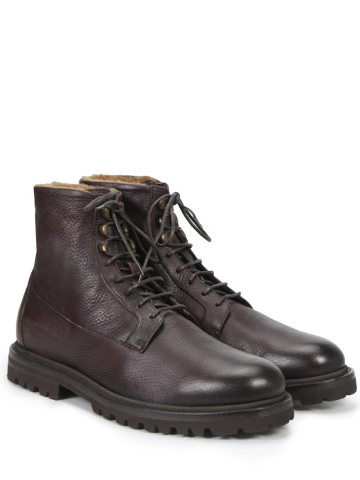 Ботинки кожаные на меху BRUNELLO CUCINELLI