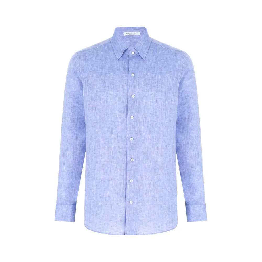 Рубашка Slim Fit из хлопка и льна